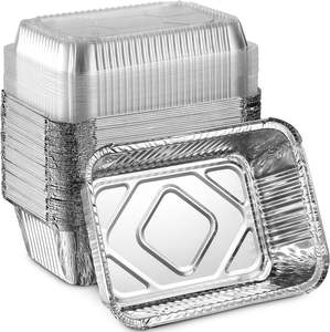 300ml 1000ml 6 par 4 pouces Logo biodégradable argent petit grand plateau en aluminium feuille d'aluminium emballage alimentaire conteneur en aluminium avec couvercles - Product Image 1