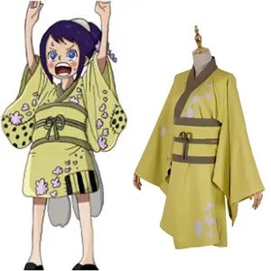 Kurozumi Tama Anime Costume Funny Yellow Kimono for Adult Girls for Halloween or Anime Cosplay Parties