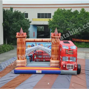 Inflatable Children Castle Fire engine theme Bouncer bounce House With Slide And Ladder For Sale