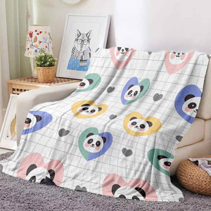 Couverture en flanelle de polyester personnalisée, imprimée d'un côté, super douce, pour canapé, chien, chat, bébé, vente en gros, promotion - Product Image 1