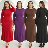Gaun Longgar Wanita Ukuran Besar Bahan Sutra Susu Warna Solid Multi Bernapas Gaun Bebas