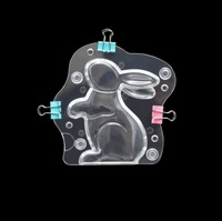 Moule à chocolat en plastique de qualité alimentaire en forme de lapin avec 3 clips, moule à bonbons transparent 3D antiadhésif pour la décoration de gâteaux, outils de pâtisserie DIY