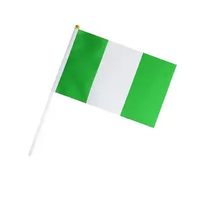 Professional Factory Customized New Design Green White Green Color Little Nigeria Hand Waving Flag
