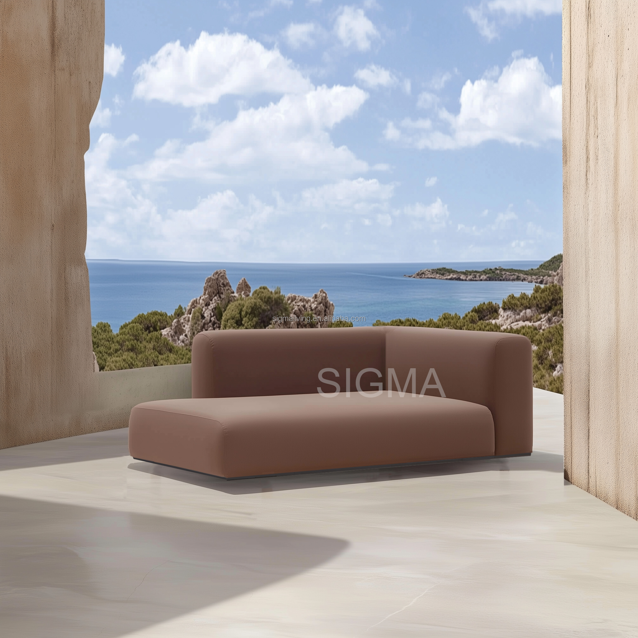 Custom Luxury Patio Furniture Outdoor Fabric Sofa Hotel Villa Leisure Single Garden Metal Frame Sofa
