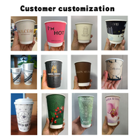 Gobelet à café en papier jetable de 90 mm avec couvercle, personnalisé avec logo rose, impression offset, double paroi, simple paroi, isolé, vente en gros