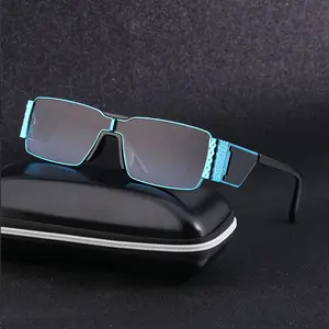 New Fashion Punk Style Unisex One Piece Lens Sun Glasses Square Frame Wide Temples Outdoor UV400 Sunglasses