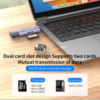 Lector de Tarjetas Externo de Aleación de Aluminio de Alta Velocidad USB 3.0 Tipo-C 2 en 1 con Doble Ranura SD TF para Adaptador para Laptop, Smartphone y Cámara