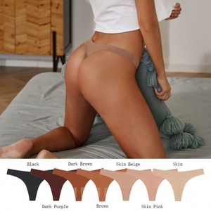 Nouveauté 2026 : Tangas et strings sans couture en soie glacée, invisibles, avec logo personnalisé, sous-vêtements féminins, culottes, string sans couture - Product Image 2