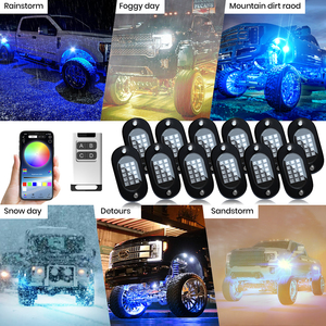 IP67 RGB LED Rock Lights kit chống rung thiết kế với điều khiển từ xa cho xe tải & UTV off-road tự động chiếu sáng bên ngoài - Product Image 5