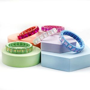 Bracciale YL in ferro smaltato con pietre naturali, con cinturino elastico e piccola cornice quadrata, bestseller transfrontaliero per coppie - Product Image 2