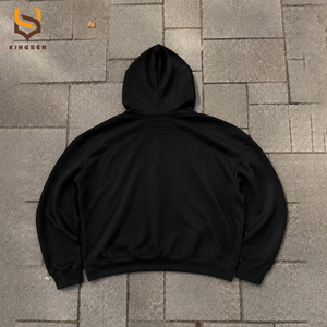 เสื้อฮู้ดดี้ทรงบ็อกซี่ผ้าฝ้ายเฟรนช์เทอร์รี่เนื้อหนา พิมพ์ลาย DTG ล้างสีแบบแอซิดวอช ฟอกสีซีดแบบซันเฟด แต่งแพทช์ปักด้านใน - Product Image 2