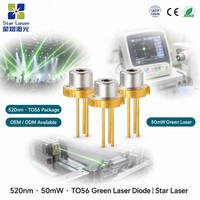 Diode laser verte OSRAM PLT5 520_B1_2_3 520nm 50mW TO-56 5,6mm monomode avec photodiode pour oxymétrie par impulsions