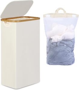 Free Sample 75L 100L Folding Laundry Hamper Waterproof Bamboo Cotton <strong>Basket</strong> with Removable Lid Bag <strong>Bathroom</strong> Dirty Cloth <strong>Storage</strong> - Product Image 1