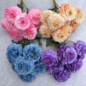 Rosas de Seda Borgoña de 9 Cabezas Realistas, Novedad 2026, Rosas de Jardín Galardonadas - Floración de Lujo, MOQ Bajo, Empaque OEM - Product Image 5