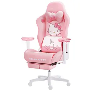 Cadeira de computador de hello kitty, cadeira de computador rosa, personalizada, bonita, confortável, branca, de nylon