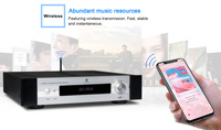 Système audio domestique OEM/ODM 100W*2, amplificateur intégré multifonction, lecteur numérique, récepteur audio USB HI-FI