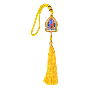 Adorno Colgante para Coche de Tsatsa Thangka Pintado a Mano con Buda de la Medicina, Ksitigarbha y Palden Lhamo - Product Image 6