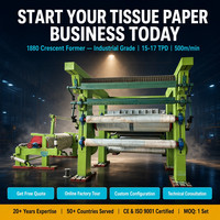 Machine à papier à grande vitesse 15TPD 1880 Crescent Former Tissue, 500m/min, équipement automatique de fabrication de papier pour papeterie