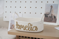 Panier de rangement pour couches bébé en corde de coton, carré, tissé, avec poignée, pour produits pour bébé, multifonctionnel, écologique