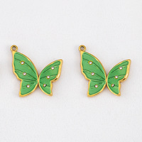 Pendentifs à breloques papillon en acier inoxydable émaillé PVD 18K pour la fabrication d'accessoires de bijoux