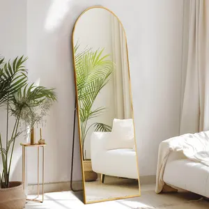 Full Body Wall <b>Mirror</b> 59"x16" Standing Hanging or Wall-Mounted <b>Mirrors</b> with Stand Aluminum Alloy Frame <b>For</b> Bathroom <b>Bedroom</b> - Product Image 1