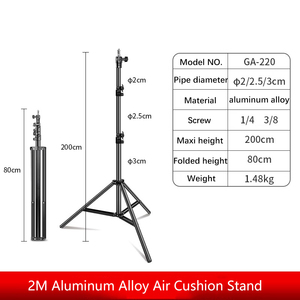 2m Aluminum <b>Light</b> Stand Adjustable <b>Photo</b> Speedlight Video Lighting Trepied Air Cushioned Heavy Duty Tripod - Product Image 2