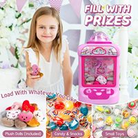 Mini distributeur automatique de jouets pour filles, licorne, distributeur de bonbons avec son et 20 mini peluches, machine à griffes pour enfants