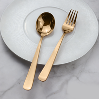 Ensemble de cuillères et fourchettes de service en acier inoxydable poli miroir or rose, ustensiles solides à fentes pour hôtels, restaurants et buffets (vente en gros)