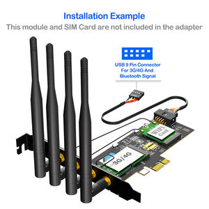 بطاقة توسعة PCIe X1 إلى <span class=keywords><strong>M</strong></span>.<span class=keywords><strong>2</strong></span> (مفتاح A ومفتاح B) مع فتحة SIM وهوائي خارجي، محول واي فاي 3G/4G لأجهزة الكمبيوتر المكتبية، مصنوعة من مادة PCB، متوفرة في المخزون - Product Image 5
