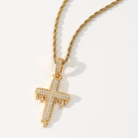 Collier en chaîne de corde plaqué or BESDZ0339 avec pendentif en forme de croix en laiton, collier en cuivre unisexe, cadeau de fiançailles, anniversaire, mariage, tendance
