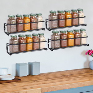 Wall Mounted Spice <b>Rack</b> With Jars 6 <b>Bottle</b> Capacity Foldable Easy Cleaning <b>Storage</b> Organizer For Kitchen Seasoning <b>Rack</b> - Product Image 2