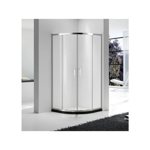 Porte coulissante <span class=keywords><strong>de</strong></span> <span class=keywords><strong>salle</strong></span> <span class=keywords><strong>de</strong></span> <span class=keywords><strong>bain</strong></span> en verre trempé étanche avec cadre en acier inoxydable, design d'angle <span class=keywords><strong>de</strong></span> forme ronde pour appartement - Product Image 3