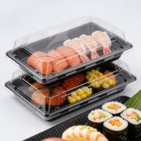 Boîte à sushi jetable en PET avec couvercle transparent, emballage alimentaire sûr, personnalisable avec logo, vente en gros