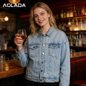 Giacca in denim personalizzata unisex 2026 all'ingrosso per uomo e donna, nera, azzurra, lavata, stile trucker, casual, streetwear, <span class=keywords><strong>cappotto</strong></span> in jeans - Product Image 4