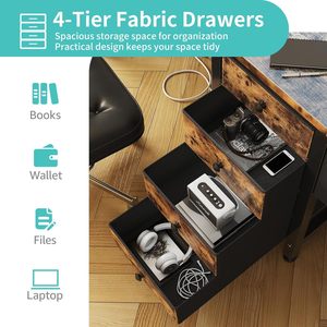 บ้านสำนักงานห้องนอนสีน้ำตาลชนบท<span class=keywords><strong>4</strong></span>ลิ้นชักเก็บกระเป๋าผ้าลิ้นชักโต๊ะวางจอคอมพิวเตอร์เล่นเกมแบบพลิกกลับได้ - Product Image 6