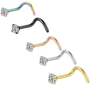 Sản phẩm đang thịnh hành 2024 - Mẫu mới: Khuyên mũi thép phẫu thuật đính đá CZ, trang sức xỏ khuyên dành cho nữ - Product Image 4