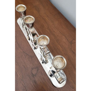 Bougeoir en aluminium décoratif pour la maison avec 4 bougeoirs en nickel mat pour la décoration de table - Product Image 1