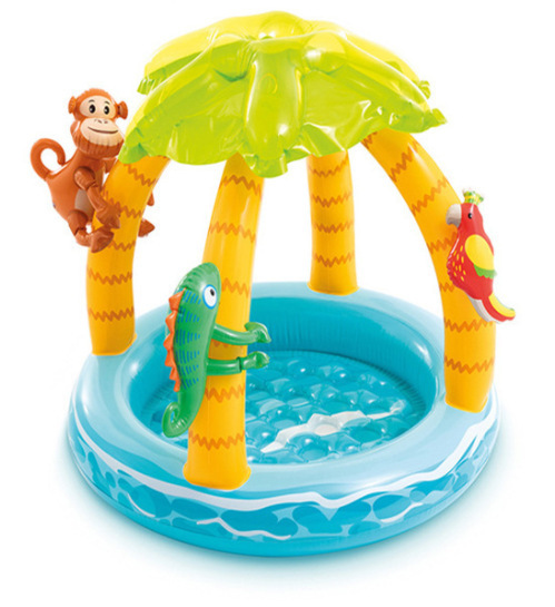 Bomba de aire manual para piscina de bebé de isla tropical