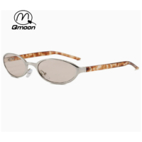 Lunettes de soleil ovales rétro Qmoon en métal, verres teintés UV400, style années 90, unisexe, pour hommes et femmes, lunettes décontractées