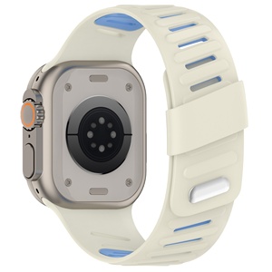 Bracelets de montre en silicone respirant bicolore Upro pour Apple Watch S10/11, compatibles avec iWatch 46 mm 49 mm, bracelet souple pour poignet - Product Image 4