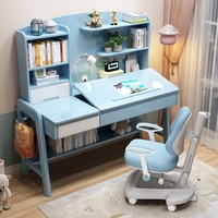 Ensemble table et chaise réglables en bois massif de style campagnard américain pour bureau, chambre, étude, écriture, rose, pour enfants