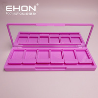 Boîte vide pour palette de fards à paupières en ABS remplaçable avec 6 échantillons de couleurs, étui cosmétique portable avec miroir