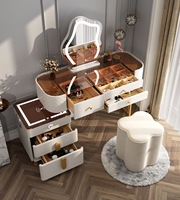 Coiffeuse Intelligente Blanche en Bois Massif de Chêne, Moderne, avec Recharge Sans Fil, Multifonctionnelle, Éclairage LED, pour Chambre, Salon, École