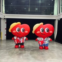 Costume de mascotte gonflable amusant en forme de cœur de dessin animé, en tissu Oxford, pour publicité, costume gonflable ambulant, mascottes gonflables personnalisées