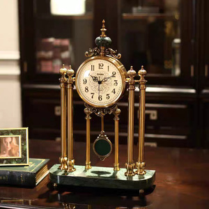 European American Style Pendulum Clock Marble Base <b>Tabletop</b> Ornament Living Room Decor Grandfather Clock Design - Product Image 4