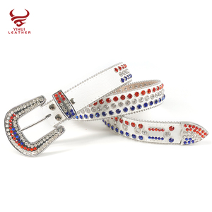 Haute Qualité Blanc Pu Cuir <span class=keywords><strong>Bb</strong></span> <span class=keywords><strong>Simon</strong></span> Ceintures Strass Hommes Cristal <span class=keywords><strong>Ceinture</strong></span> Couleur Mixte - Product Image 2