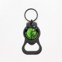 Porte-clés en acier inoxydable de marque HF écologique vert en gros, logo personnalisé, porte-clés décapsuleur de bouteille de vin et de bière