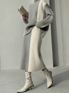 Mode deux pièces ensemble grande taille vêtements d'hiver hauts pour femmes pulls ensembles femmes musulmanes <span class=keywords><strong>robe</strong></span> - Product Image 5