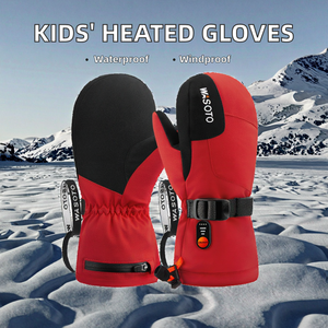 Gants chauffants imperméables roses 7,4 V 3000 mAh en polyester pour enfants, pour les sports d'hiver, le snowboard et le ski - Product Image 3