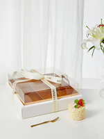 Vente en gros de boîtes de friandises à emporter en carton ondulé transparent 4x9 grilles mini emballage de pâtisserie laminage mat pour gâteau tarte aux fruits